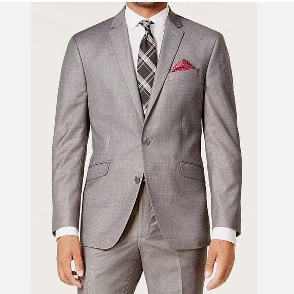 Kenneth Cole Reaction Men's Techni-Cole Gray Slim Fit Suit - Picture 1 of 12